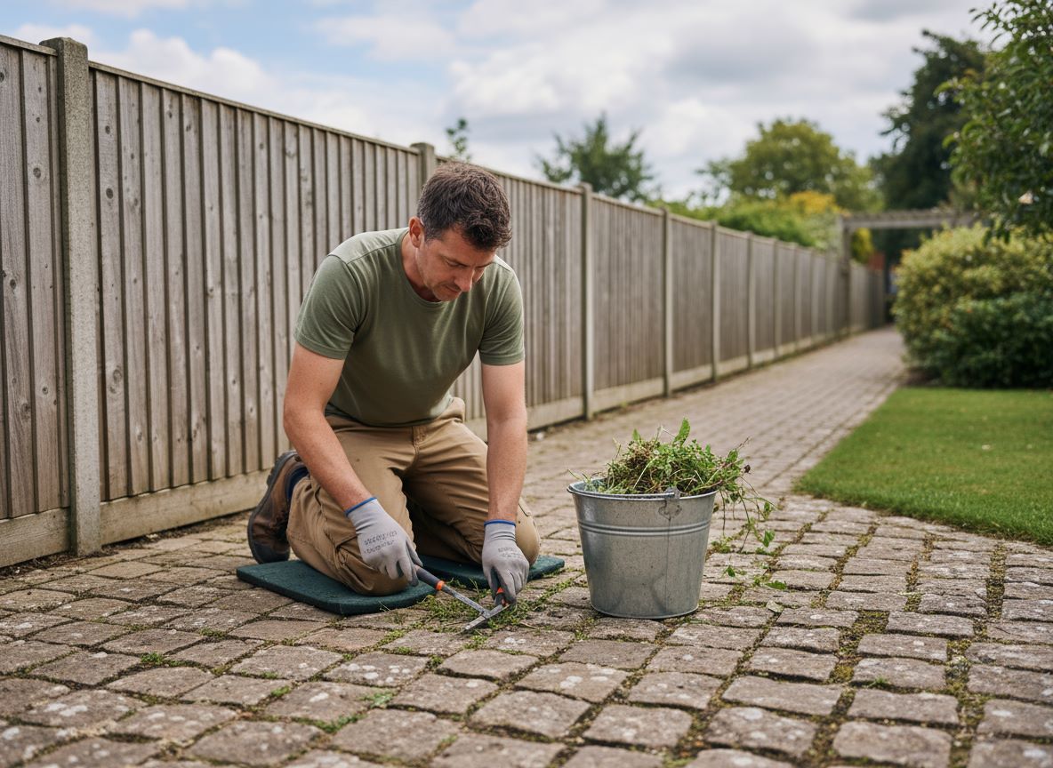 Unkrautentfernung auf Pflasterflächen